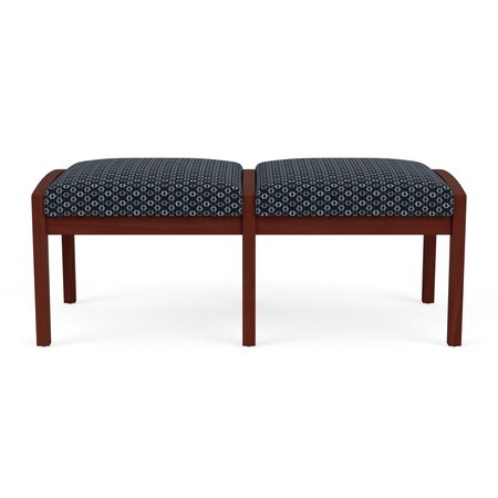 Lesro Lenox Wood 2 Seat Bench Wood Frame, Mahogany, RS Night Sky Upholstery LW2001